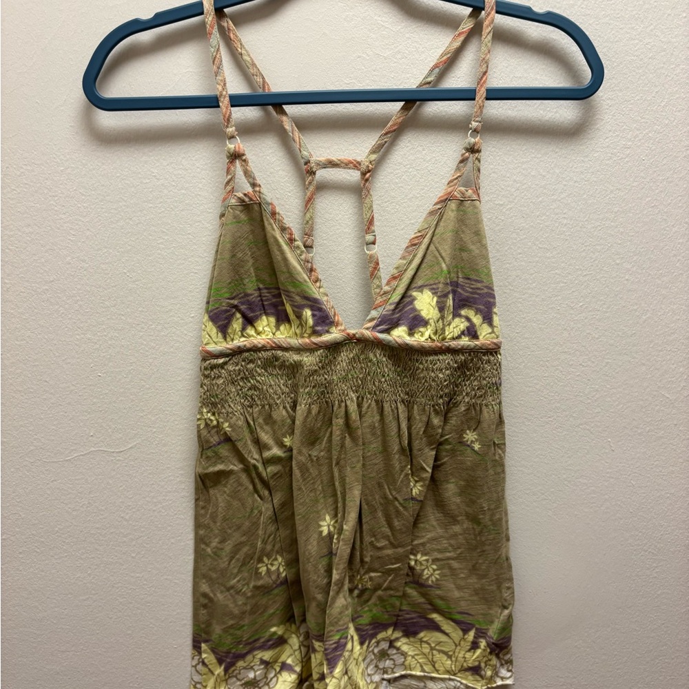 Vintage Floral Strappy Tank Top
